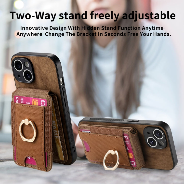 For iPhone 12 Pro Retro Splitable Magnetic Stand Card Bag Leather Phone Case(Brown) - iPhone 12 / 12 Pro Cases by buy2fix | Online Shopping UK | buy2fix