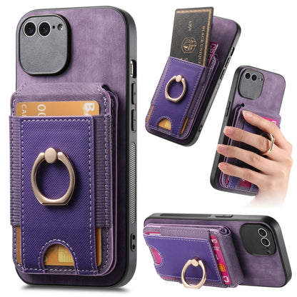 For iPhone 7 Plus / 8 Plus Retro Splitable Magnetic Stand Card Bag Leather Phone Case(Purple) - More iPhone Cases by buy2fix | Online Shopping UK | buy2fix