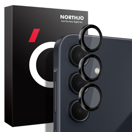 For Samsung Galaxy A35 5G NORTHJO Camera LensCD Vein Metal Ring Tempered Glass Film(Black) - Galaxy Tempered Glass by NORTHJO | Online Shopping UK | buy2fix