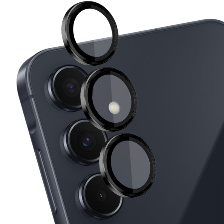 For Samsung Galaxy A55 5G NORTHJO Camera LensCD Vein Metal Ring Tempered Glass Film(Black) - Galaxy Tempered Glass by NORTHJO | Online Shopping UK | buy2fix