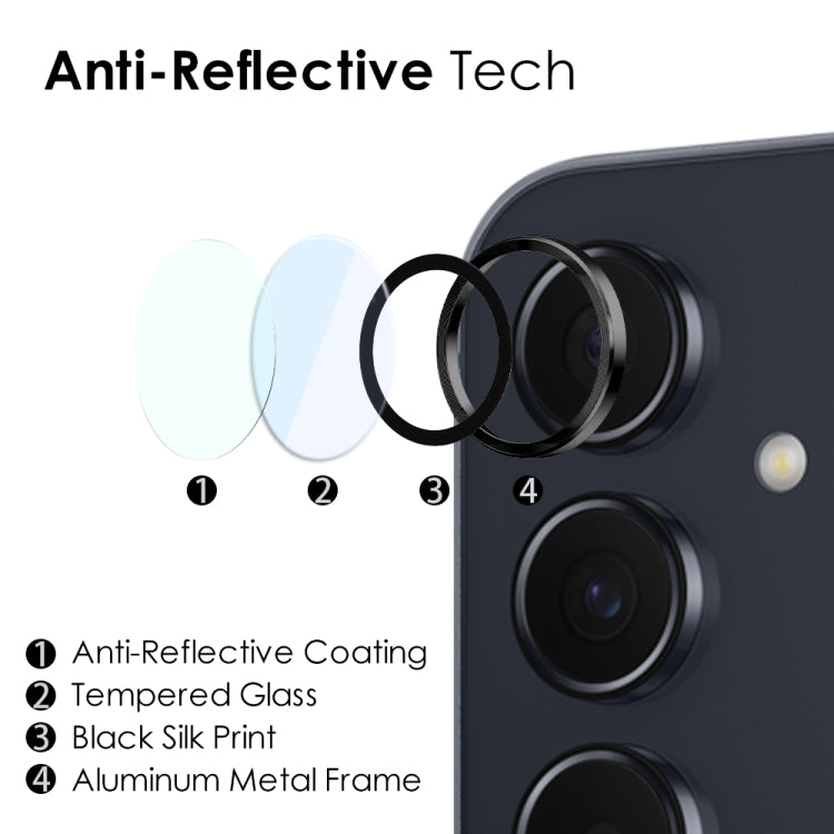 For Samsung Galaxy A55 5G NORTHJO Camera LensCD Vein Metal Ring Tempered Glass Film(Black) - Galaxy Tempered Glass by NORTHJO | Online Shopping UK | buy2fix