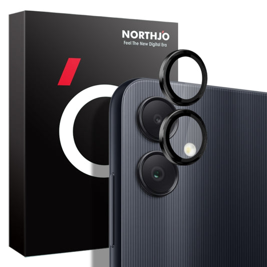 For Samsung Galaxy A05 4G NORTHJO Camera LensCD Vein Metal Ring Tempered Glass Film(Black) - Galaxy Tempered Glass by NORTHJO | Online Shopping UK | buy2fix