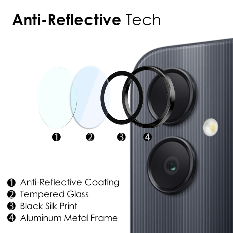 For Samsung Galaxy A05 4G NORTHJO Camera LensCD Vein Metal Ring Tempered Glass Film(Black) - Galaxy Tempered Glass by NORTHJO | Online Shopping UK | buy2fix