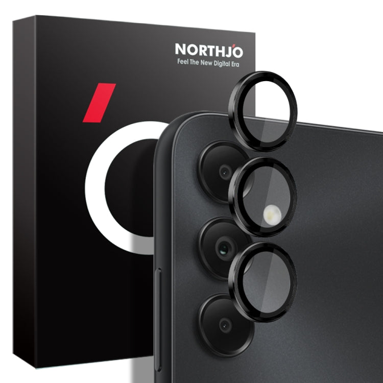 For Samsung Galaxy A05s 4G NORTHJO Camera LensCD Vein Metal Ring Tempered Glass Film(Black) - Galaxy Tempered Glass by NORTHJO | Online Shopping UK | buy2fix