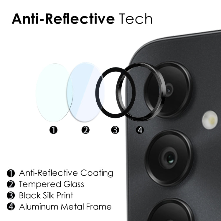 For Samsung Galaxy A05s 4G NORTHJO Camera LensCD Vein Metal Ring Tempered Glass Film(Black) - Galaxy Tempered Glass by NORTHJO | Online Shopping UK | buy2fix