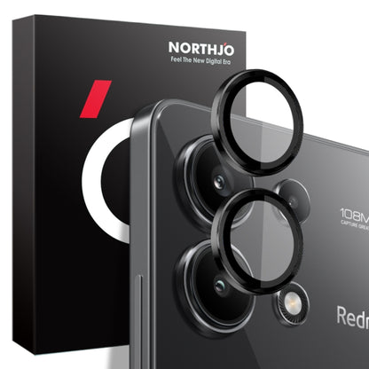 For Xiaomi Redmi Note 13 4G NORTHJO Camera LensCD Vein Metal Ring Tempered Glass Film(Black) -  by NORTHJO | Online Shopping UK | buy2fix