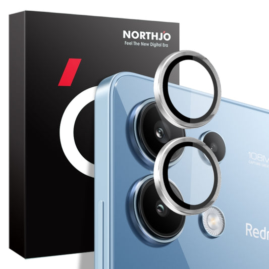 For Xiaomi Redmi Note 13 4G NORTHJO Camera LensCD Vein Metal Ring Tempered Glass Film(Silver) -  by NORTHJO | Online Shopping UK | buy2fix