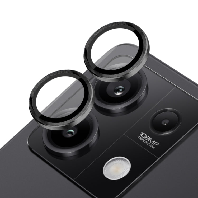 For Xiaomi Redmi Note 13 5G NORTHJO Camera LensCD Vein Metal Ring Tempered Glass Film(Black) -  by NORTHJO | Online Shopping UK | buy2fix