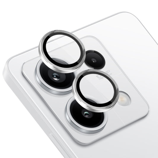 For Xiaomi Redmi Note 13 5G NORTHJO Camera LensCD Vein Metal Ring Tempered Glass Film(Silver) by NORTHJO