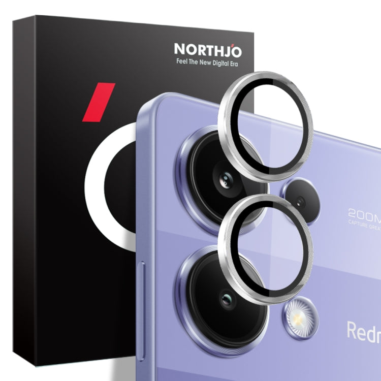For Xiaomi Redmi Note 13 Pro 4G NORTHJO Camera LensCD Vein Metal Ring Tempered Glass Film(Silver) -  by NORTHJO | Online Shopping UK | buy2fix