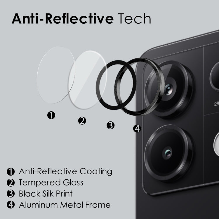 For Xiaomi Redmi Note 13 Pro 5G NORTHJO Camera LensCD Vein Metal Ring Tempered Glass Film(Black) -  by NORTHJO | Online Shopping UK | buy2fix