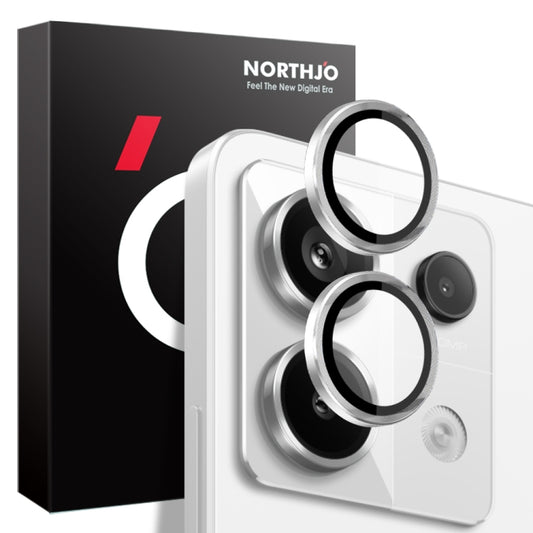For Xiaomi Redmi Note 13 Pro 5G NORTHJO Camera LensCD Vein Metal Ring Tempered Glass Film(Silver) -  by NORTHJO | Online Shopping UK | buy2fix
