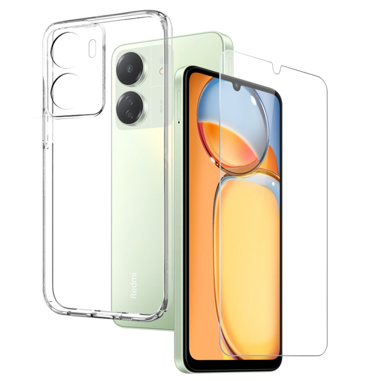 For Xiaomi Redmi 13C 4G NORTHJO Transparent TPU Phone Case with Tempered Glass Film(Transparent) - Xiaomi Cases by NORTHJO | Online Shopping UK | buy2fix