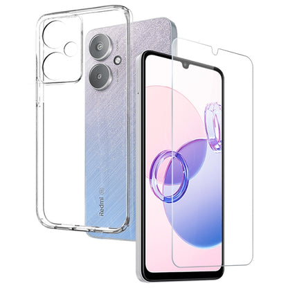 For Xiaomi Redmi 13C 5G NORTHJO Transparent TPU Phone Case with Tempered Glass Film(Transparent) - Xiaomi Cases by NORTHJO | Online Shopping UK | buy2fix