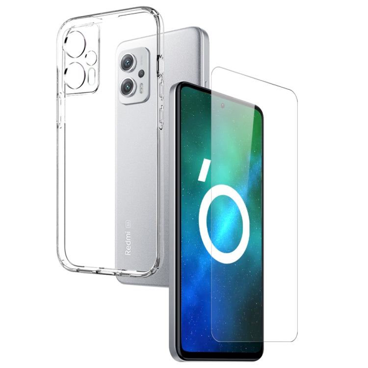 For Xiaomi Redmi Note 11T Pro 4G / 5G NORTHJO Transparent TPU Phone Case with Tempered Glass Film(Transparent) - Xiaomi Cases by NORTHJO | Online Shopping UK | buy2fix