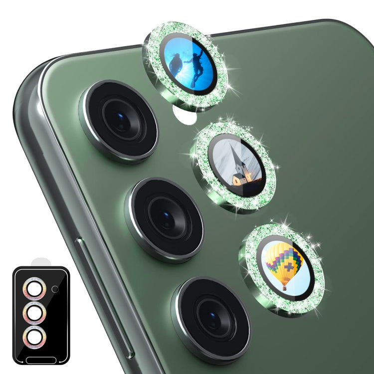 For Samsung Galaxy S23 5G/ S23+ 5G ENKAY Hat-Prince AR 9H Rear Lens Glitter Aluminium Alloy Tempered Glass Film(Green) - Galaxy S23+ 5G Tempered Glass by ENKAY | Online Shopping UK | buy2fix