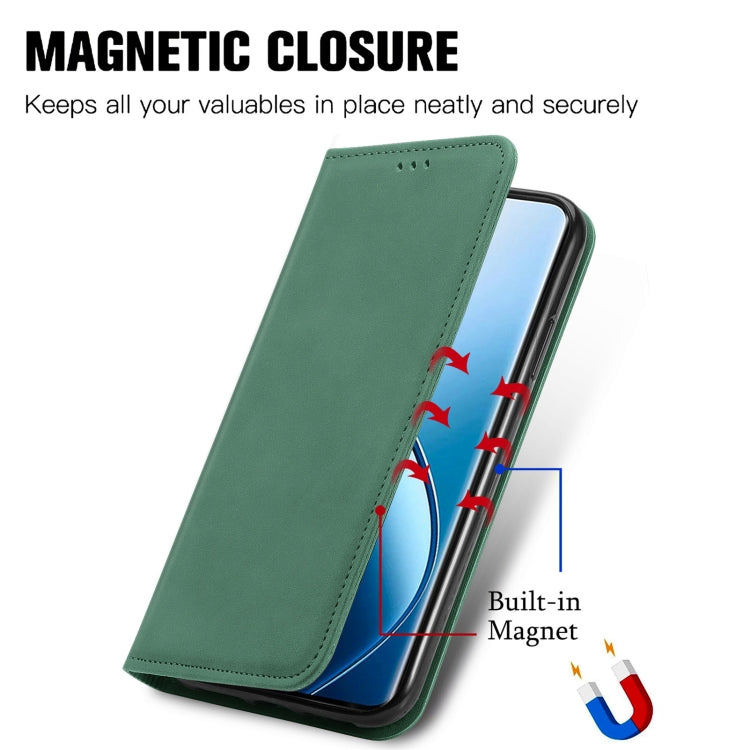 For Realme 12 Pro Retro Skin Feel Magnetic Leather Phone Case(Green) - Realme Cases by buy2fix | Online Shopping UK | buy2fix