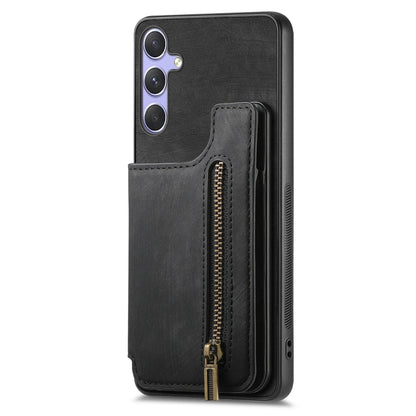 For Samsung Galaxy S25 Ultra 5G Retro Leather Zipper Wallet Back Phone Case(Black) by buy2fix