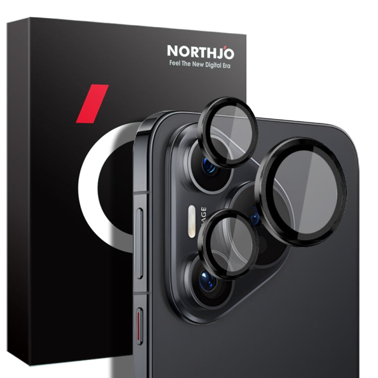 For Huawei Pura 70 NORTHJO Camera Lens CD Vein Metal Ring Tempered Glass Film(Black) - Huawei Tempered Glass by NORTHJO | Online Shopping UK | buy2fix