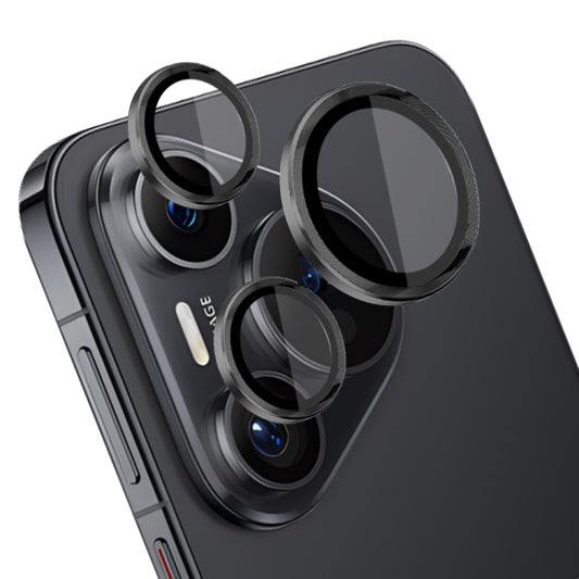 For Huawei Pura 70 NORTHJO Camera Lens CD Vein Metal Ring Tempered Glass Film(Black) - Huawei Tempered Glass by NORTHJO | Online Shopping UK | buy2fix