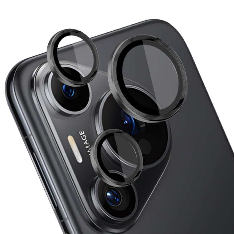 For Huawei Pura 70 Pro NORTHJO Camera Lens CD Vein Metal Ring Tempered Glass Film(Black) - Huawei Tempered Glass by NORTHJO | Online Shopping UK | buy2fix