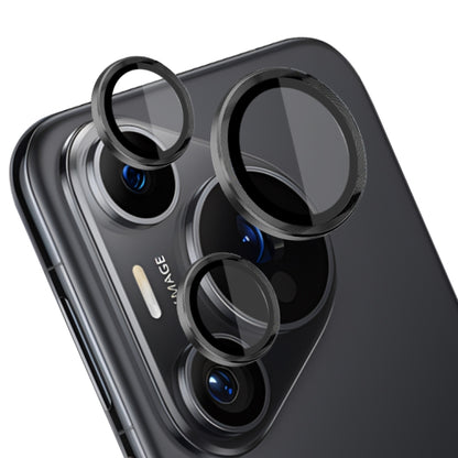 For Huawei Pura 70 Pro NORTHJO Camera Lens CD Vein Metal Ring Tempered Glass Film(Black) - Huawei Tempered Glass by NORTHJO | Online Shopping UK | buy2fix