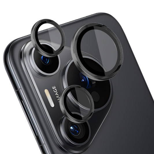For Huawei Pura 70 Pro NORTHJO Camera Lens CD Vein Metal Ring Tempered Glass Film(Black) - Huawei Tempered Glass by NORTHJO | Online Shopping UK | buy2fix