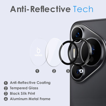 For Huawei Pura 70 Pro NORTHJO Camera Lens CD Vein Metal Ring Tempered Glass Film(Black) - Huawei Tempered Glass by NORTHJO | Online Shopping UK | buy2fix