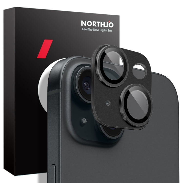 For iPhone 15 / 15 Plus NORTHJO Matte Camera Lens Protector Tempered Glass Rear Lens Film(Black) - iPhone 15 Tempered Glass by NORTHJO | Online Shopping UK | buy2fix