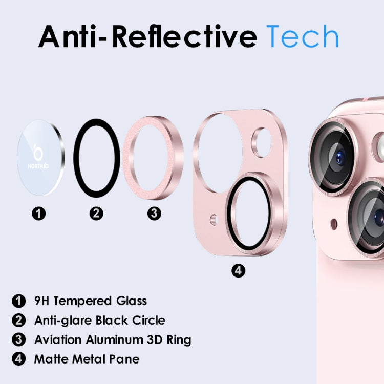 For iPhone 15 / 15 Plus NORTHJO Matte Camera Lens Protector Tempered Glass Rear Lens Film(Pink) - iPhone 15 Tempered Glass by NORTHJO | Online Shopping UK | buy2fix