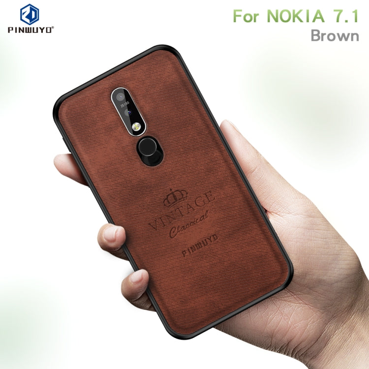 PINWUYO Shockproof Waterproof Full Coverage PC + TPU + Skin Protective Case for Nokia 7.1 (2018)(Brown) - Nokia Cases by buy2fix | Online Shopping UK | buy2fix