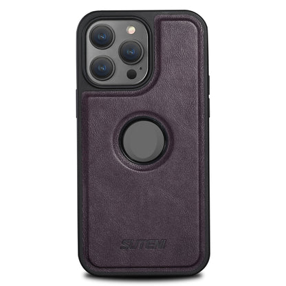 For iPhone 12 Suteni G1 Magsafe Leather Back Phone Case(Purple) - iPhone 12 / 12 Pro Cases by Suteni | Online Shopping UK | buy2fix