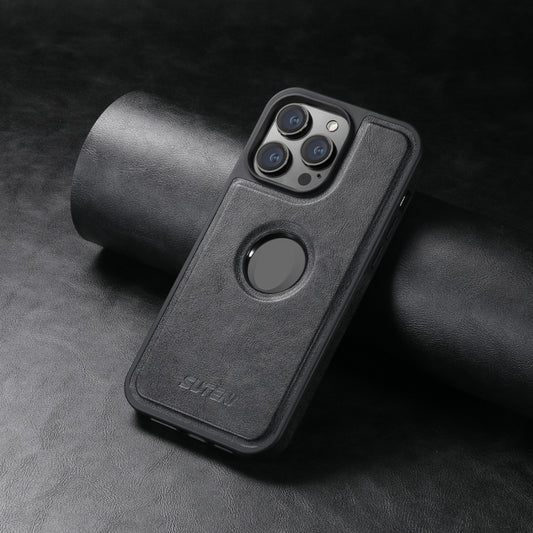 For iPhone 12 Pro Suteni G1 Magsafe Leather Back Phone Case(Black) by Suteni
