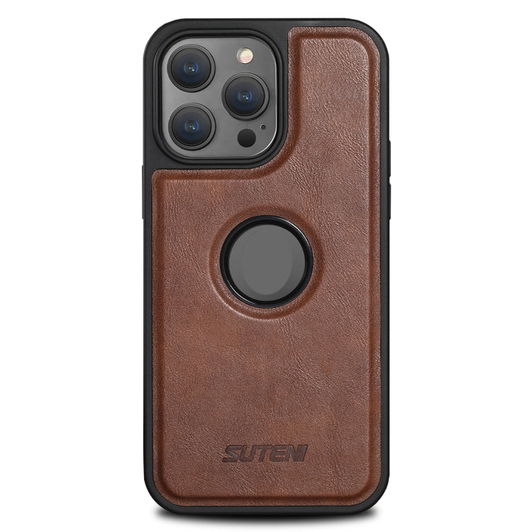 For iPhone 12 Pro Suteni G1 Magsafe Leather Back Phone Case(Brown) - iPhone 12 / 12 Pro Cases by Suteni | Online Shopping UK | buy2fix