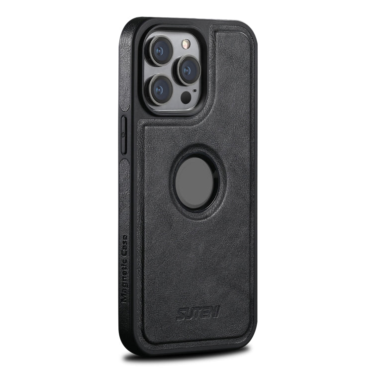 For iPhone 13 Pro Suteni G1 Magsafe Leather Back Phone Case(Black) by Suteni