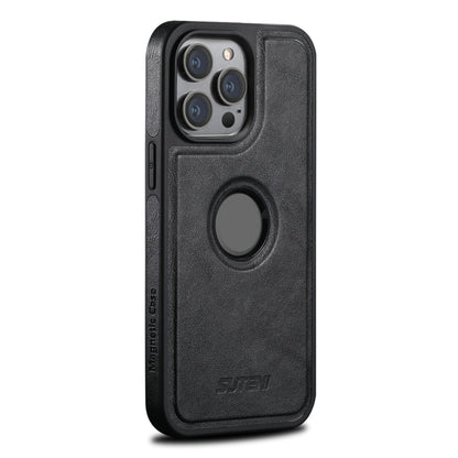 For iPhone 13 Pro Suteni G1 Magsafe Leather Back Phone Case(Black) by Suteni