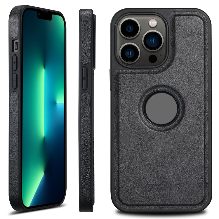 For iPhone 13 Pro Suteni G1 Magsafe Leather Back Phone Case(Black) by Suteni