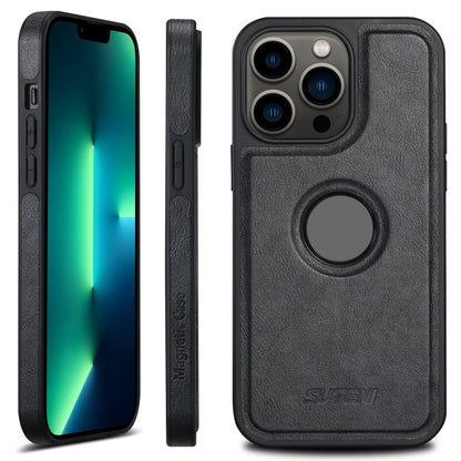 For iPhone 13 Pro Suteni G1 Magsafe Leather Back Phone Case(Black) by Suteni