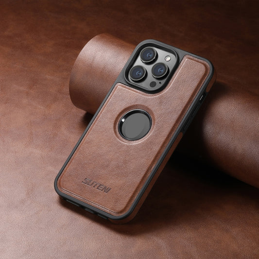 For iPhone 14 Pro Suteni G1 Magsafe Leather Back Phone Case(Brown) by Suteni