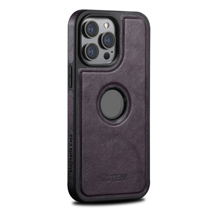 For iPhone 15 Pro Suteni G1 Magsafe Leather Back Phone Case(Purple) - iPhone 15 Pro Cases by Suteni | Online Shopping UK | buy2fix