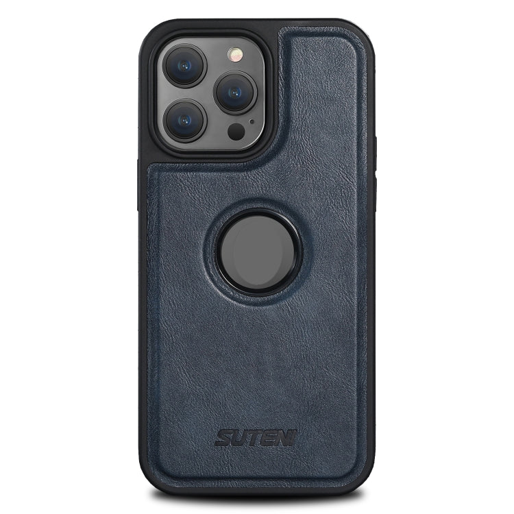 For iPhone 15 Plus Suteni G1 Magsafe Leather Back Phone Case(Blue) by Suteni