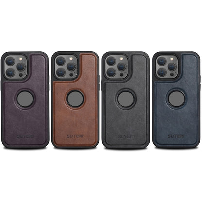 For iPhone 13 Pro Suteni G1 Magsafe Leather Back Phone Case(Black) - iPhone 13 Pro Cases by Suteni | Online Shopping UK | buy2fix