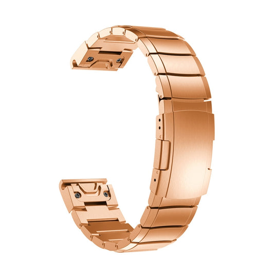For Garmin Fenix 8 AMOLED 43mm Tortoise Shell 20mm Stainless Steel Watch Band(Rose Gold) by buy2fix