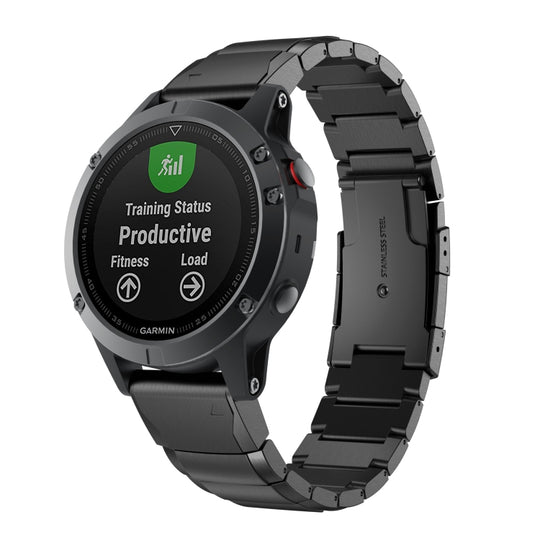 For Garmin Fenix 5S Tortoise Shell 20mm Stainless Steel Watch Band(Black)