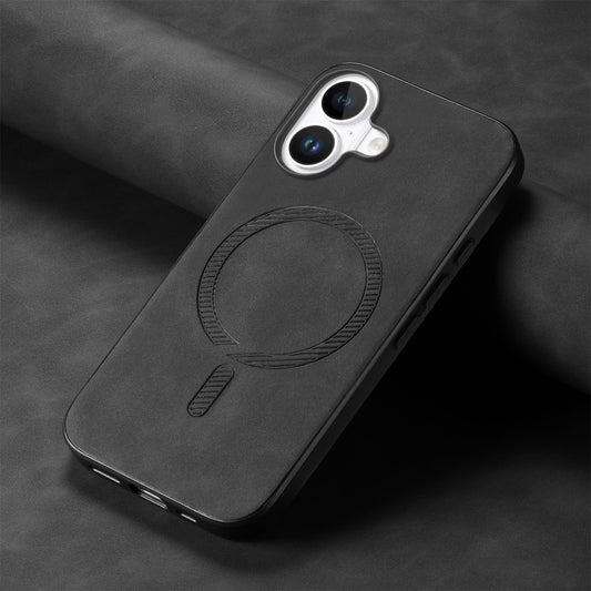 For iPhone 16 Solid Color Retro Magsafe PU Back Cover Phone Case(Black) by buy2fix