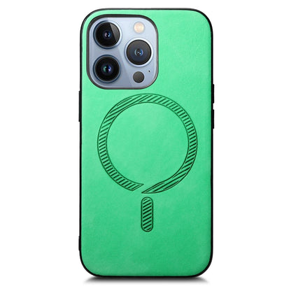 For iPhone 16 Pro Solid Color Retro Magsafe PU Back Cover Phone Case(Green) - More iPhone Cases by buy2fix | Online Shopping UK | buy2fix