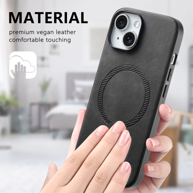 For iPhone 16 Pro Solid Color Retro Magsafe PU Back Cover Phone Case(Black) - More iPhone Cases by buy2fix | Online Shopping UK | buy2fix