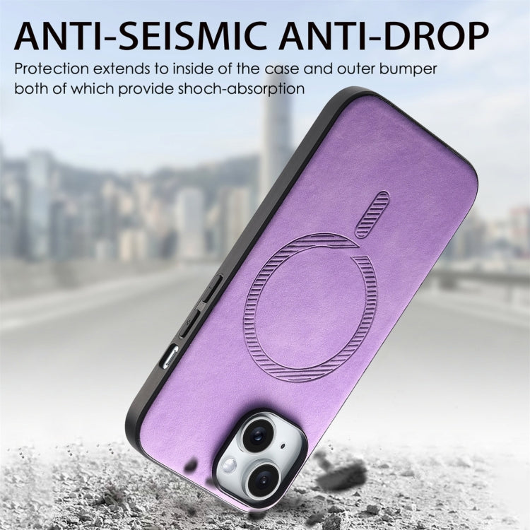 For iPhone 16 Pro Max Solid Color Retro Magsafe PU Back Cover Phone Case(Purple) - More iPhone Cases by buy2fix | Online Shopping UK | buy2fix