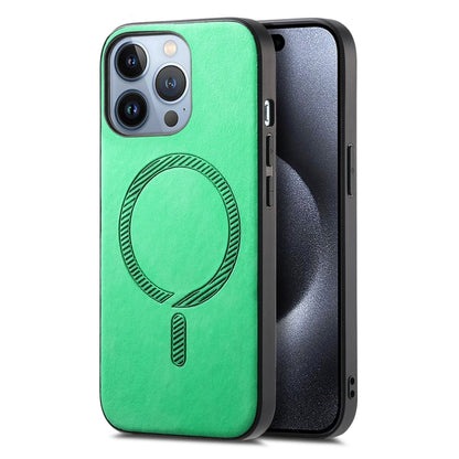 For iPhone 16 Pro Max Solid Color Retro Magsafe PU Back Cover Phone Case(Green) - More iPhone Cases by buy2fix | Online Shopping UK | buy2fix