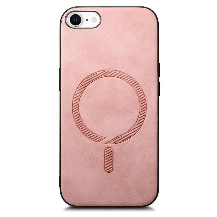 For iPhone 16e Solid Color Retro Magsafe PU Back Cover Phone Case(Pink) - iPhone 16e Cases by buy2fix | Online Shopping UK | buy2fix